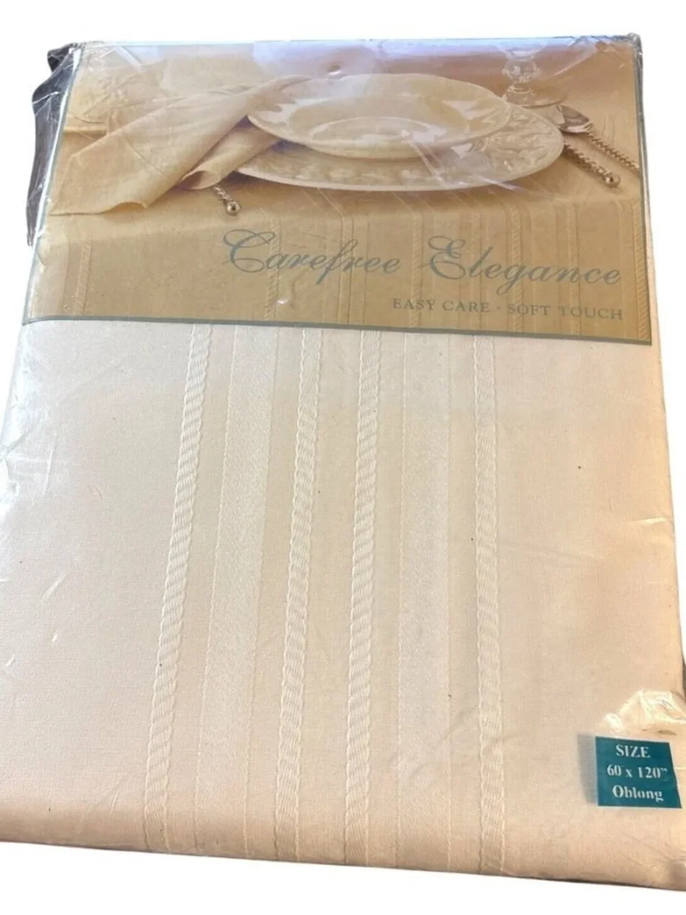 Bardwil Carefree Elegance Tablecloth 60 x 120 Oblong White Polyester Easy Care